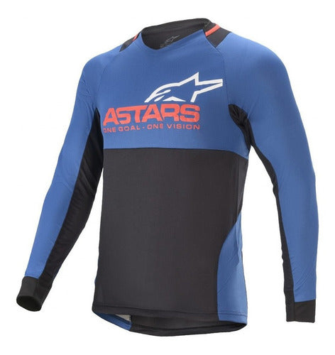 Jersey Ciclismo Alpinestars Drop 8.0 Manga Larga Azul/Rojo - L