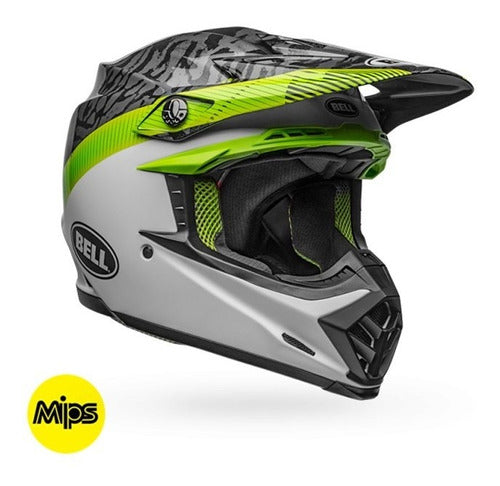 Casco Moto Mx Bell Moto-9 Mips Negro/Blanco/Verde - L