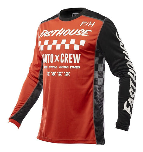 Jersey Moto Mx Fasthouse Grindhouse Rojo/Negro - L