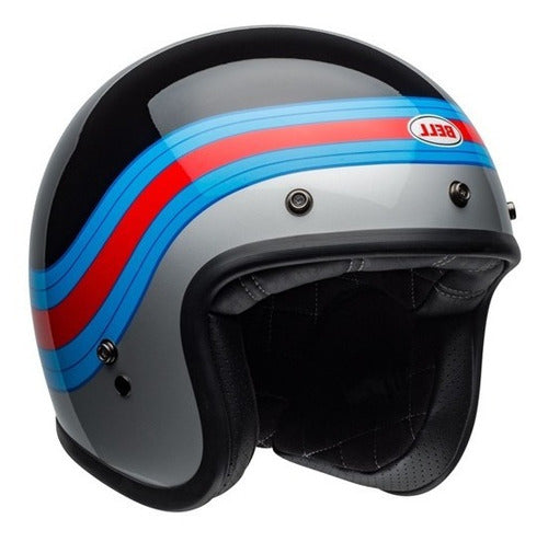 Casco Moto Calle Bell Custom 500 Negro/Azul/Rojo - S