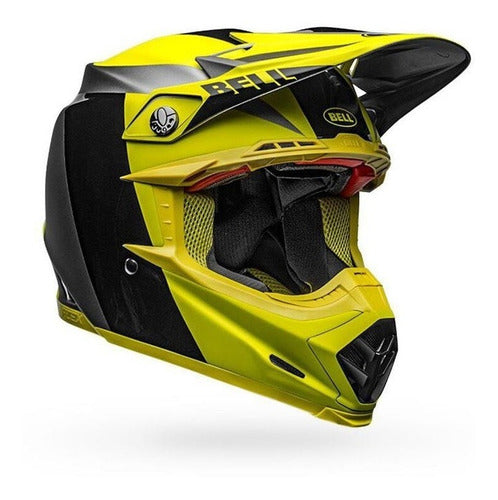 Casco Moto Mx Bell Moto-9 Flex Negro/Amarillo/Fluor - M